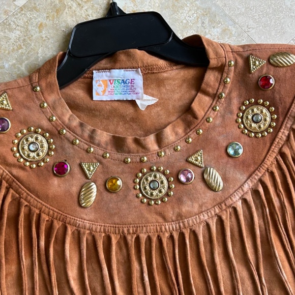 Visage Ladies Fashion  Dye Brown Cotton,Beaded and Fringed at top, with Pants - Picture 4 of 16
